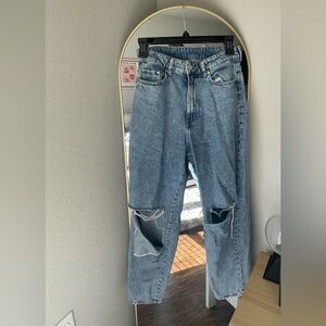 &Denim Loose Ripped Mom Jeans